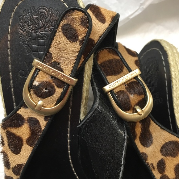VINCE CAMUTO ESTERA Wedge Sandals (9) Leopard - Picture 3 of 8